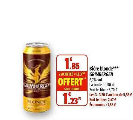 Promo Bi Re Blonde Grimbergen Chez Coccinelle Express