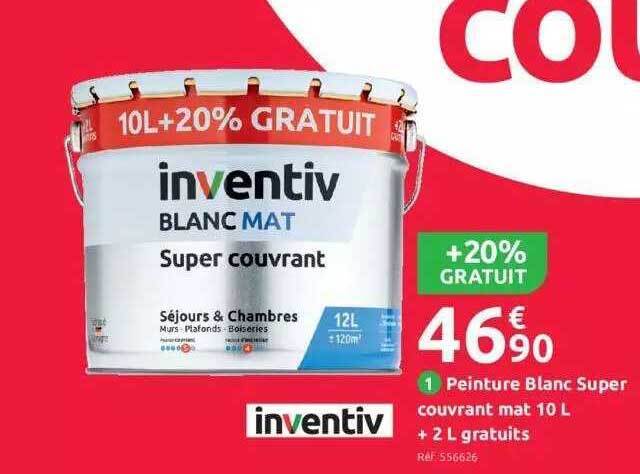 Promo Peinture Blanc Super Couvrant Mat L L Gratuits Inventiv Chez