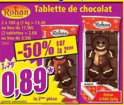 Promo Tablette De Chocolat Rohan Chez Norma