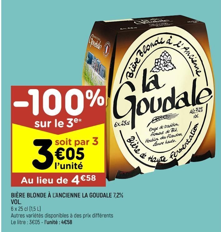 Promo Bière blonde à l ancienne la goudale chez Leader Price