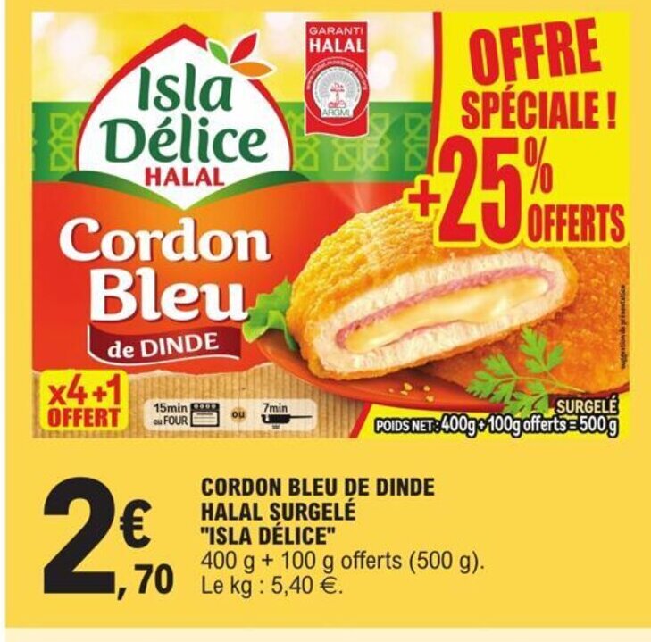 Promo Cordon Bleu De Dinde Halal Surgele Isla Delice Chez E Leclerc