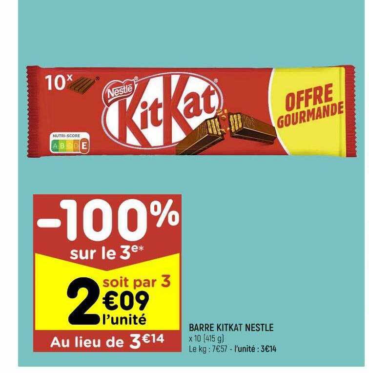 Promo Barre kit kat nestlé chez Leader Price