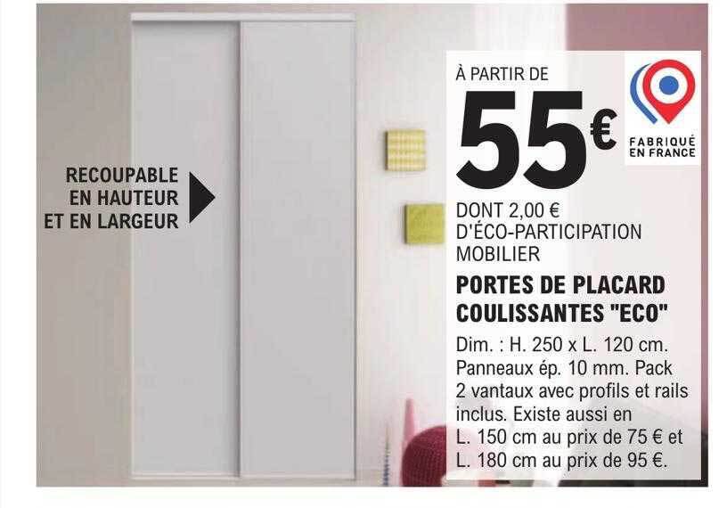 Promo Portes De Placard Coulissantes Chez E Leclerc Brico