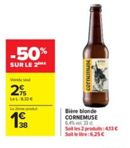 Promo Bière Blonde Cornemuse chez Carrefour