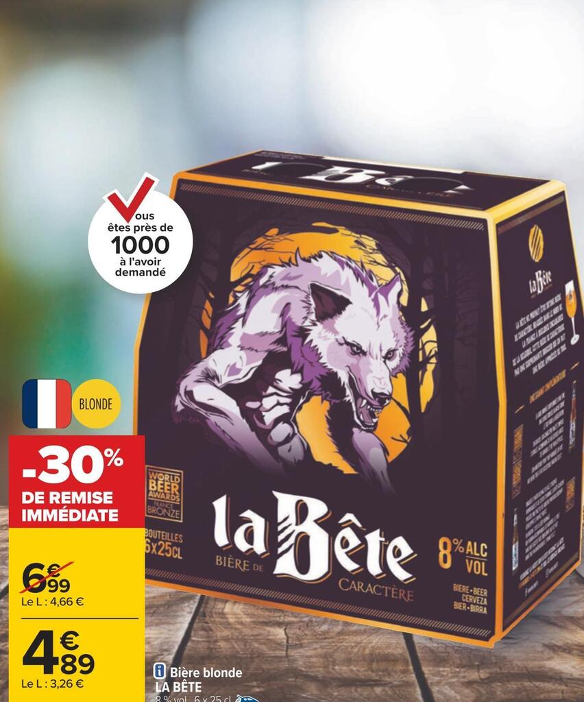 Promo La B Te Bi Re Blonde Chez Carrefour