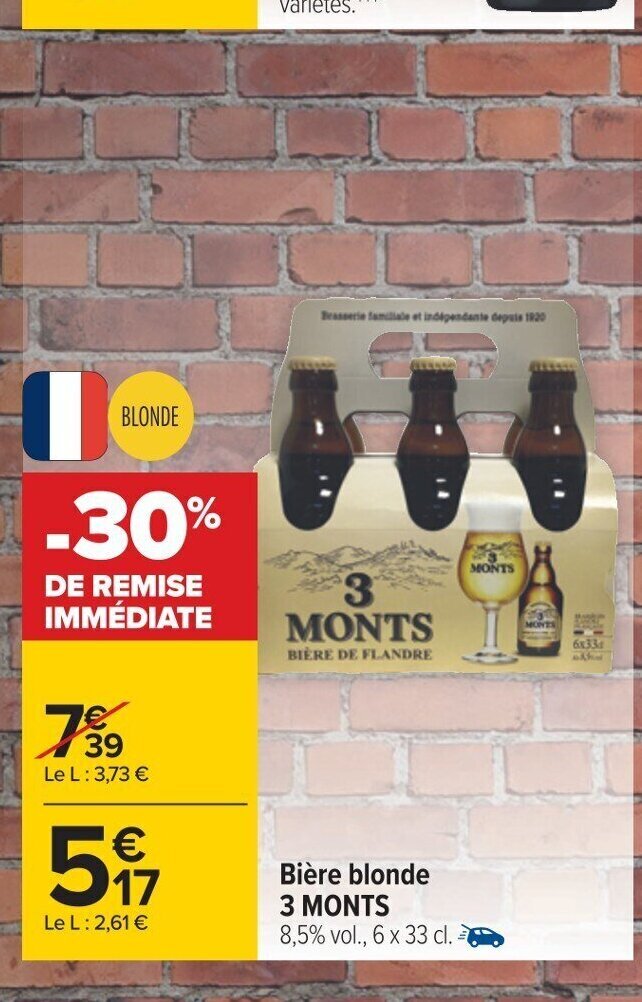 Promo Biere Blonde 3 Monts Chez Carrefour