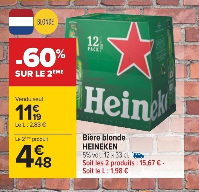 Promo Biere Blonde Heineken Chez Carrefour