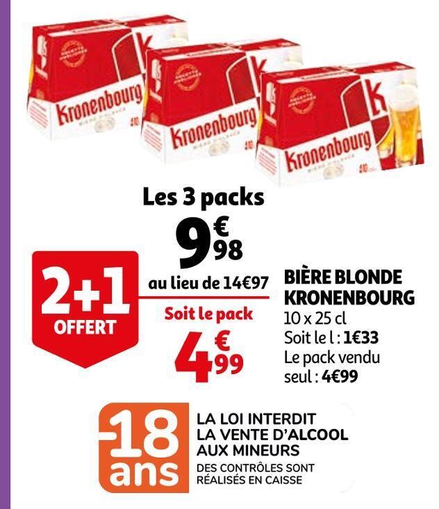 Promo Kronenbourg bière blonde chez Auchan Supermarché