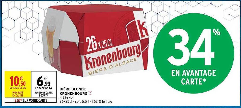 Promo Bière blonde kronenbourg chez Intermarché Hyper