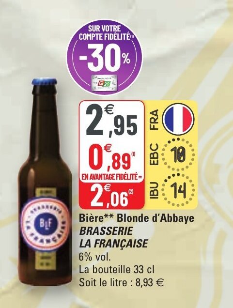 Promo Bi Re Blonde D Abbaye Brasserie La Fran Aise Chez G