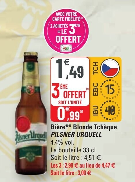 Promo Bière blonde tchèque PILSNER URQUELL chez G20