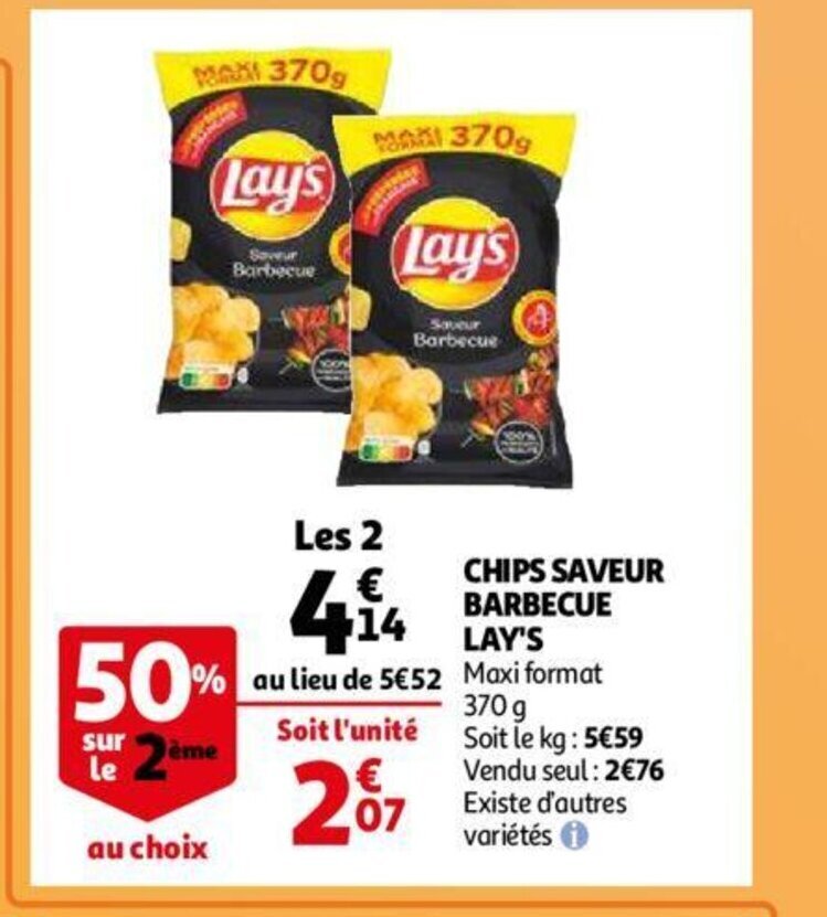 Promo Chips Saveur Barbecue Lay S Chez Auchan