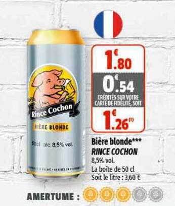 Promo Bière blonde rince cochon chez Coccimarket