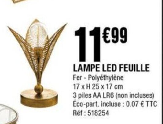 Promo Lampe Led Feuille Chez La Foir Fouille