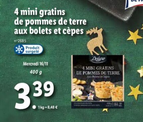 Promo Mini Gratins De Pommes De Terre Aux Bolets Et Cepes Chez Lidl