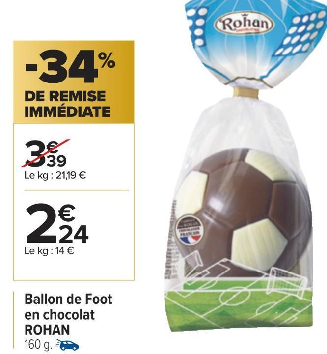 Promo Rohan Ballon De Foot En Chocolat Chez Carrefour