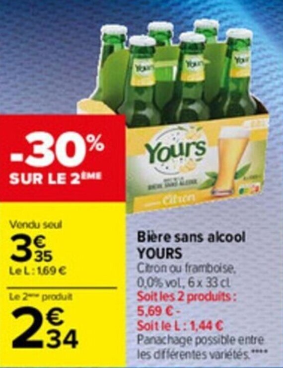 Promo Bi Re Sans Alcool Yours Chez Carrefour Market