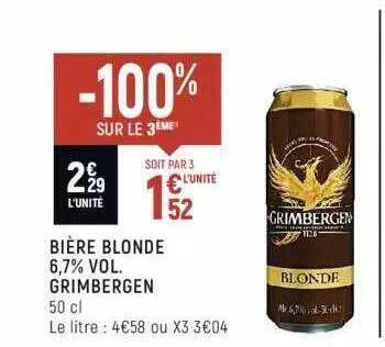 Promo Bière blonde grimbergen chez Spar