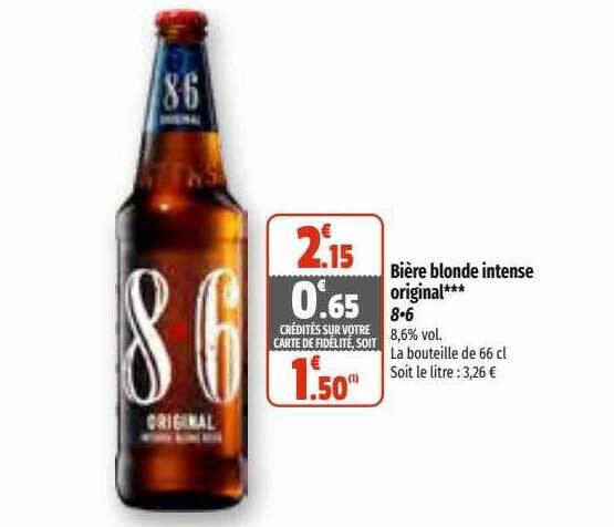 Promo Bière blonde intense original 8 6 chez Coccinelle Supermarché