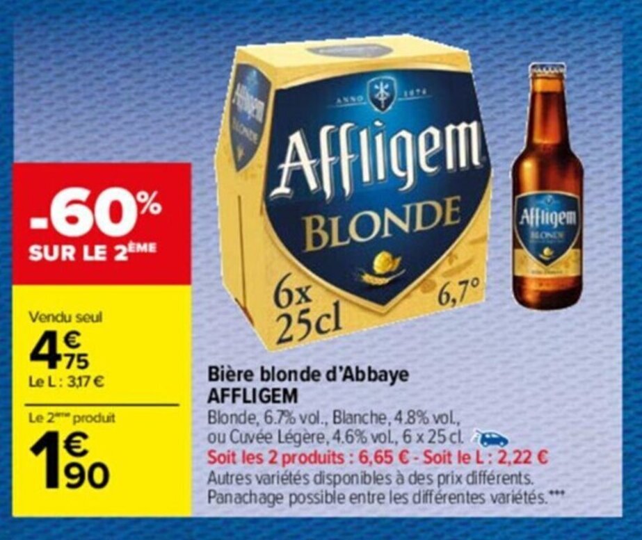 Promo Bi Re Blonde D Abbaye Affligem Chez Carrefour Drive