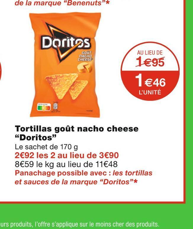 Promo Doritos Tortillas Go T Nacho Cheese Chez Monoprix