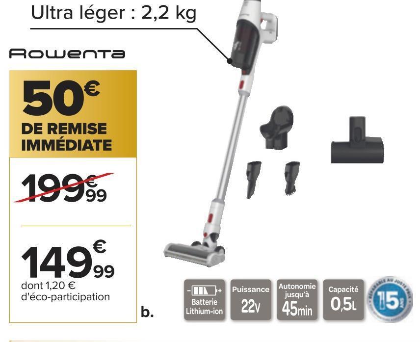 Promo Rowenta Aspirateur Balai Multifonction Chez Carrefour