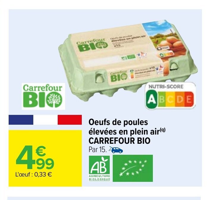 Promo Oeufs De Poules Elevees En Plein Air Carrefour Bio Chez Carrefour