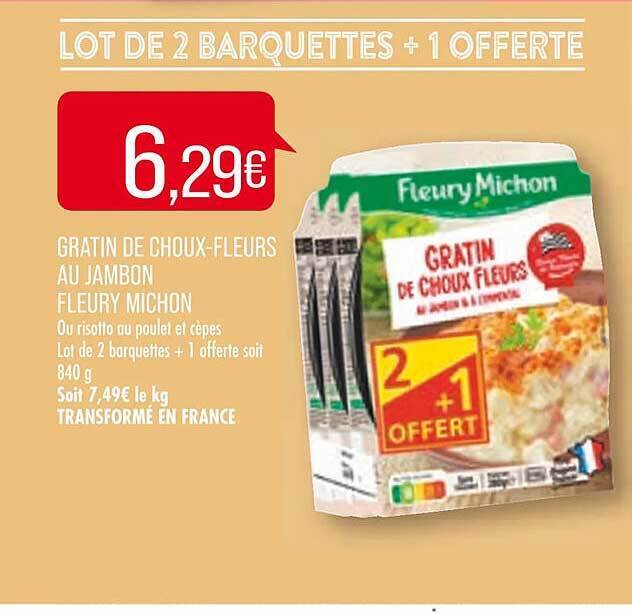 Promo Gratin De Choux Fleurs Au Jambon Fleury Michon Chez Match