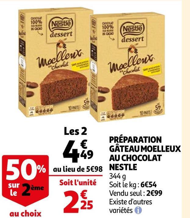 Promo Nestl Pr Paration G Teau Moelleux Au Chocolat Chez Auchan