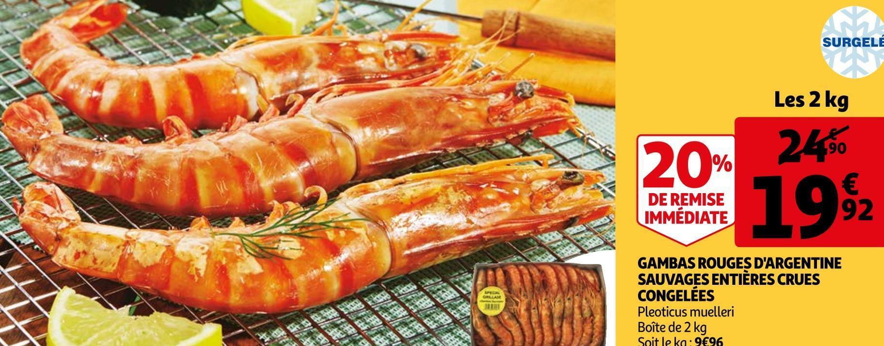 Promo Gambas Rouges D Argentine Sauvages Enti Res Crues Chez Auchan