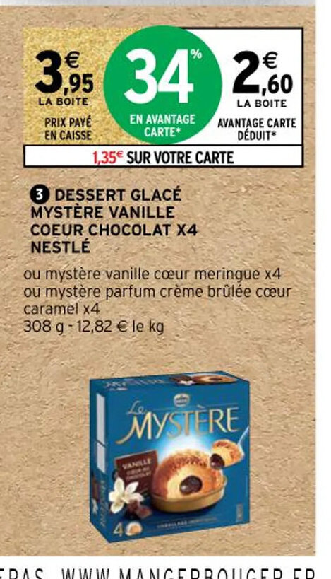 Promo Dessert Glace Mystere Vanille Coeur Chocolat X4 Nestle Chez