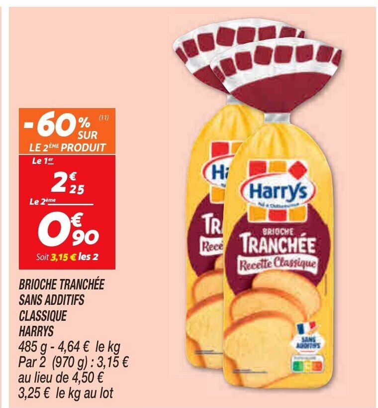 Promo Brioche Tranchee Sans Additifs Classique Harrys Chez Netto