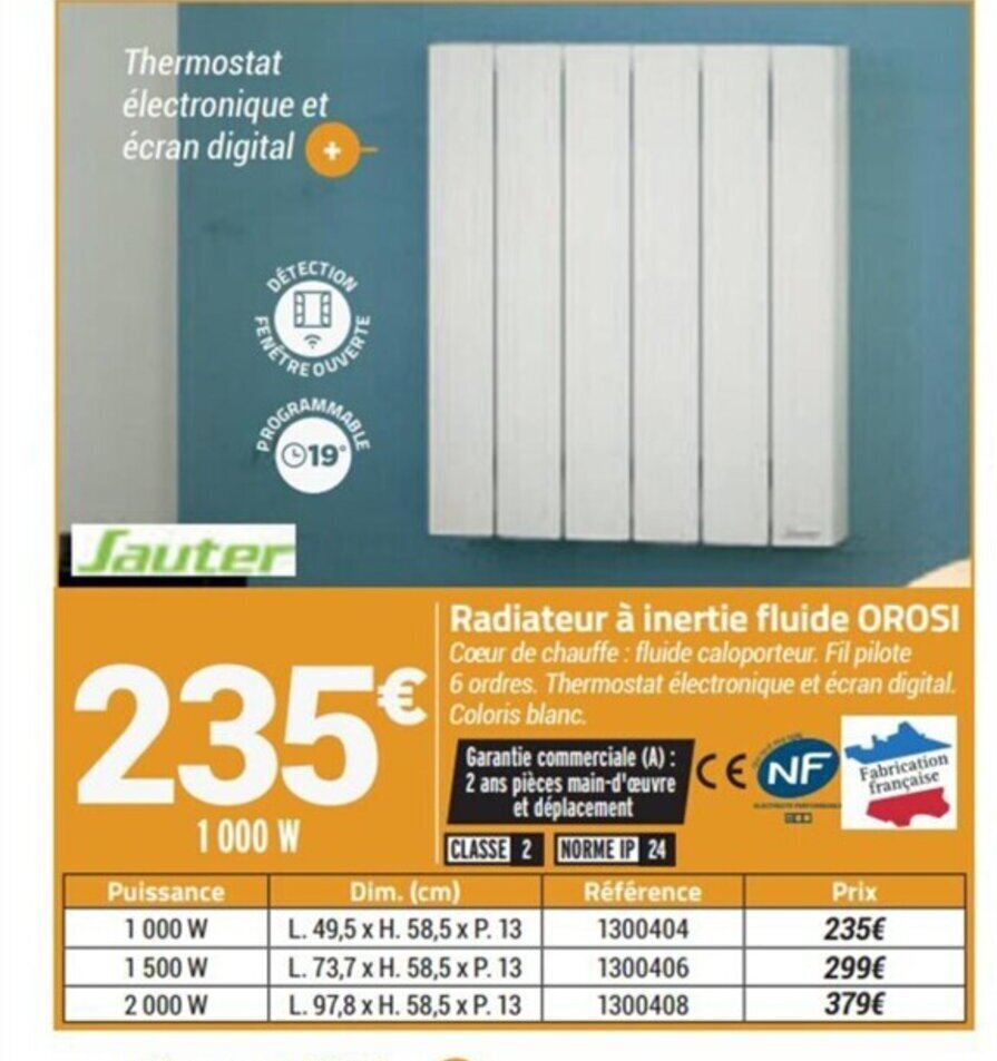 Promo Radiateur A Inertie Fluide Orosi Chez Bricorama