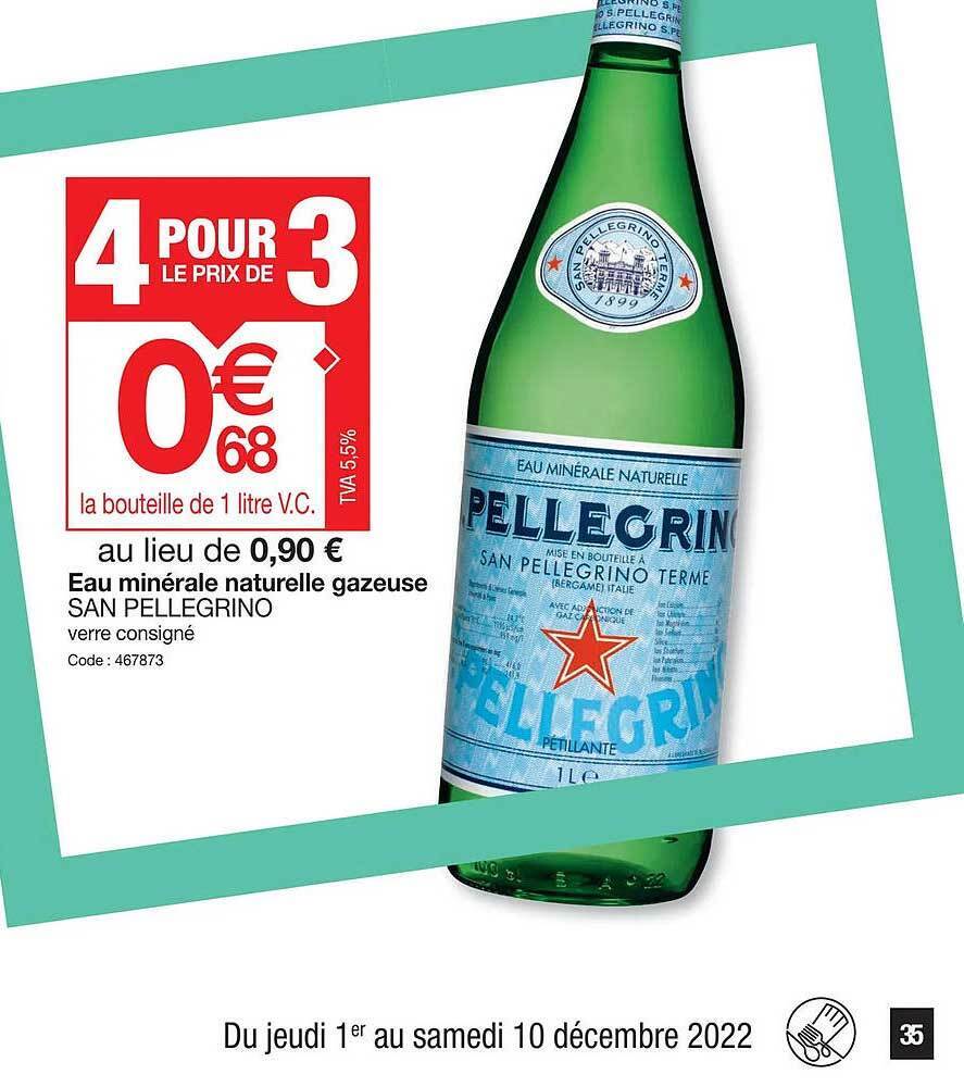 Promo Eau minérale naturelle gazeuse san pellegrino chez Promocash