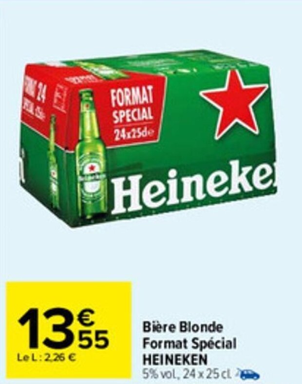 Promo Bière blonde format spécial HEINEKEN chez Carrefour Market