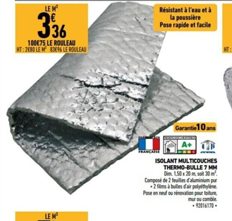 Promo Isolant Multicouches Thermo Bulle Mm Chez Brico Cash