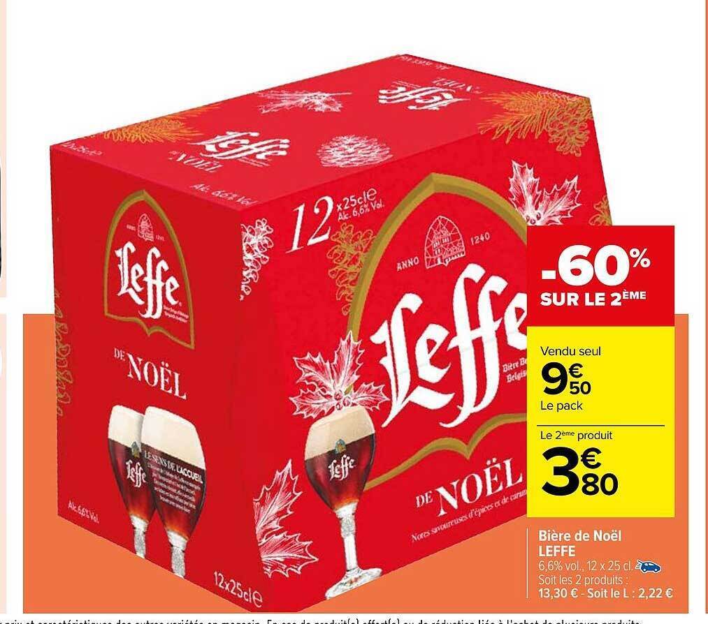 Promo Bière de noël leffe chez Carrefour