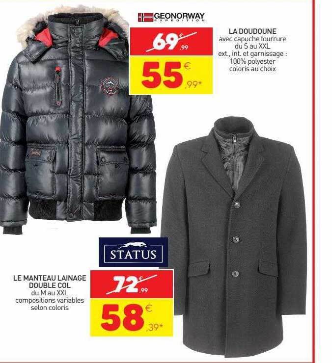 Promo Le Manteau Lainage Double Col La Doudoune Chez Stokomani