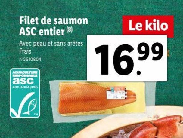 Promo Filet De Saumon ASC Entier Chez Lidl