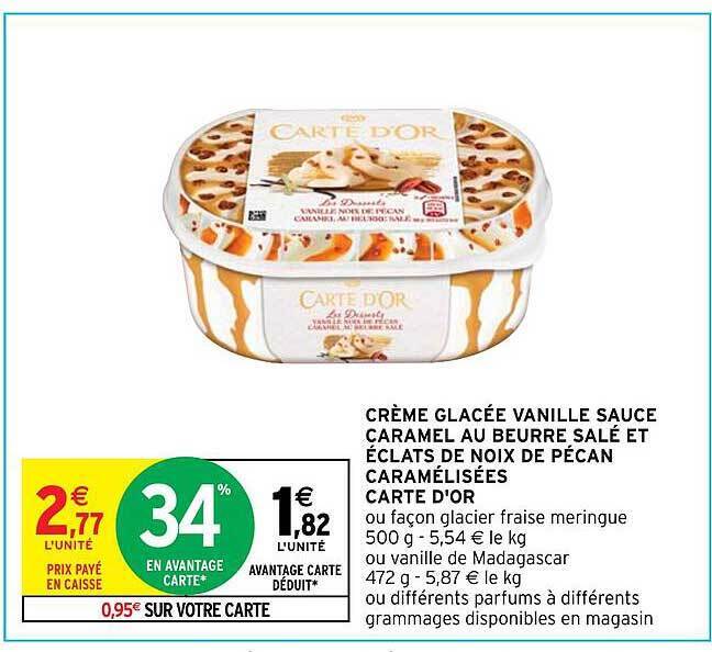 Promo Crème glacée vanille sauce caramel au beurre salé et éclats de