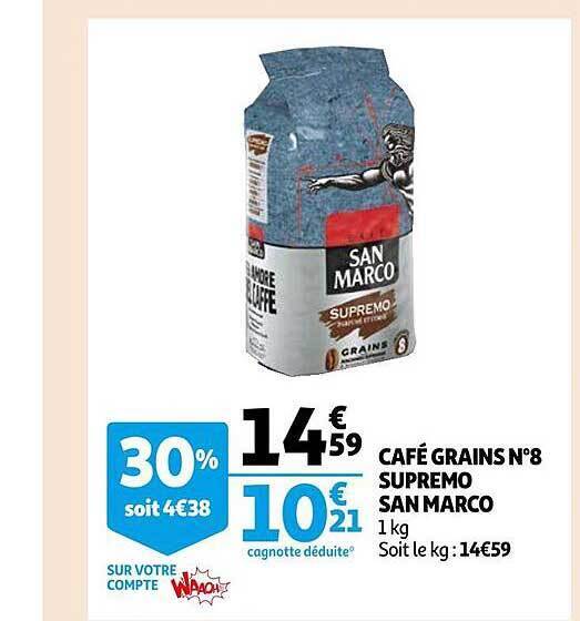 Promo Café grains n8 supremo san marco chez Auchan