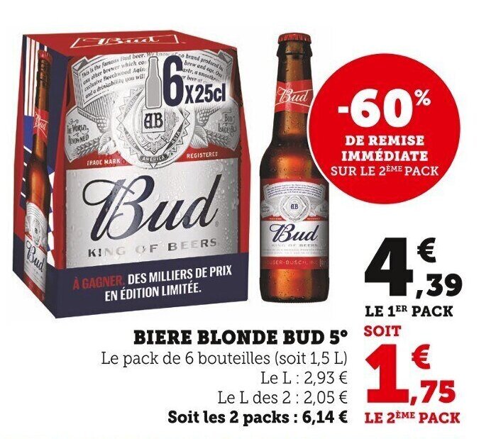 Promo Biere Blonde Bud Chez Super U