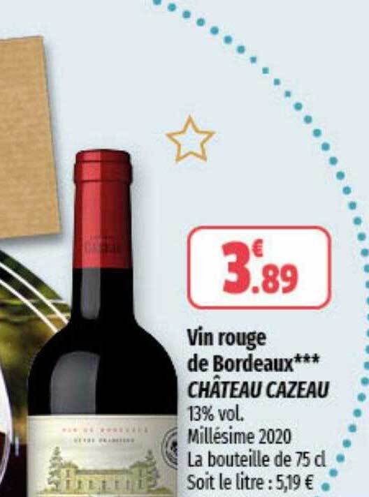 Promo Vin Rouge De Bordeaux Ch Teau Cazeau Chez Coccinelle Supermarch