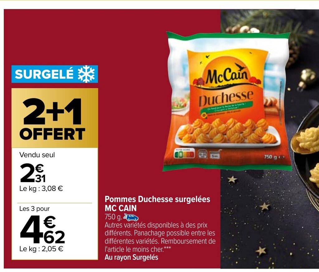 Promo Pommes Duchesse Surgel Es Mc Cain Chez Carrefour Market