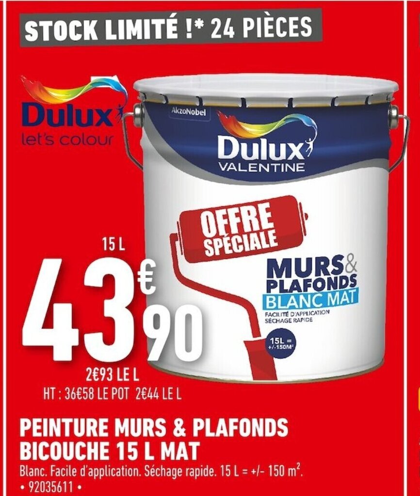 Promo Peinture Murs Plafonds Bicouche 15L Mat Chez Batkor