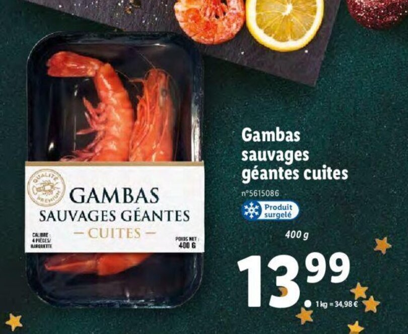 Promo Gambas Sauvages Geantes Cuites Chez Lidl