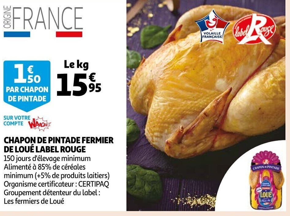 Promo Chapon De Pintade Fermier De Lou Label Rouge Chez Auchan