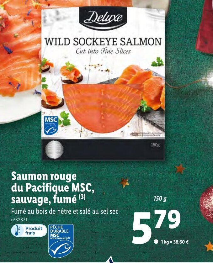 Promo Saumon Rouge Du Pacifique Msc Sauvage Fume Chez Lidl