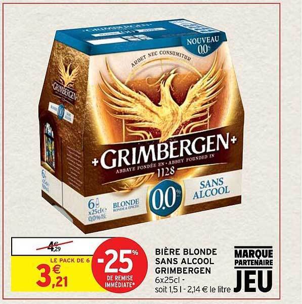 Promo Bière blonde sans alcool grimbergen chez Intermarché