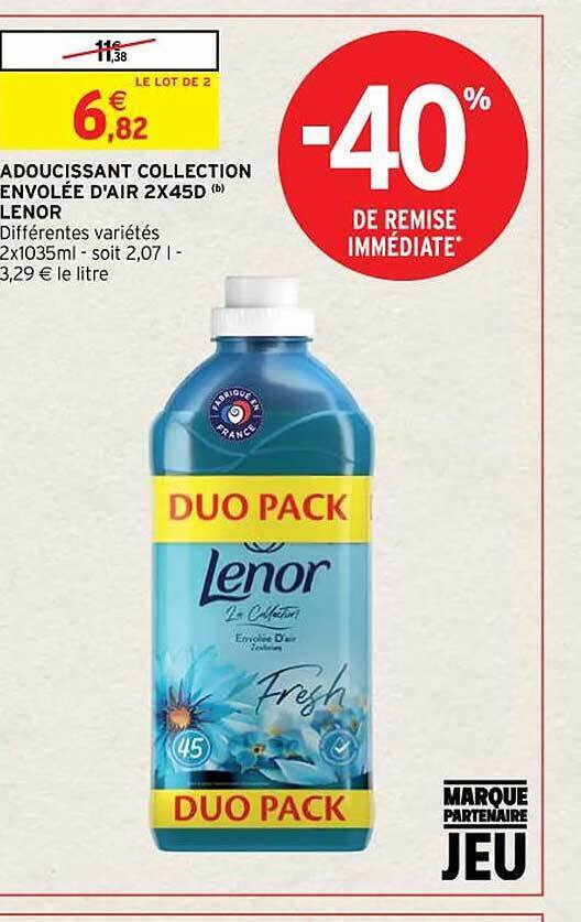 Promo Adoucissant collection envolée d air 2x45d lenor chez Intermarché